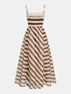 Striped Organza Cami Dress with Maxi Length
