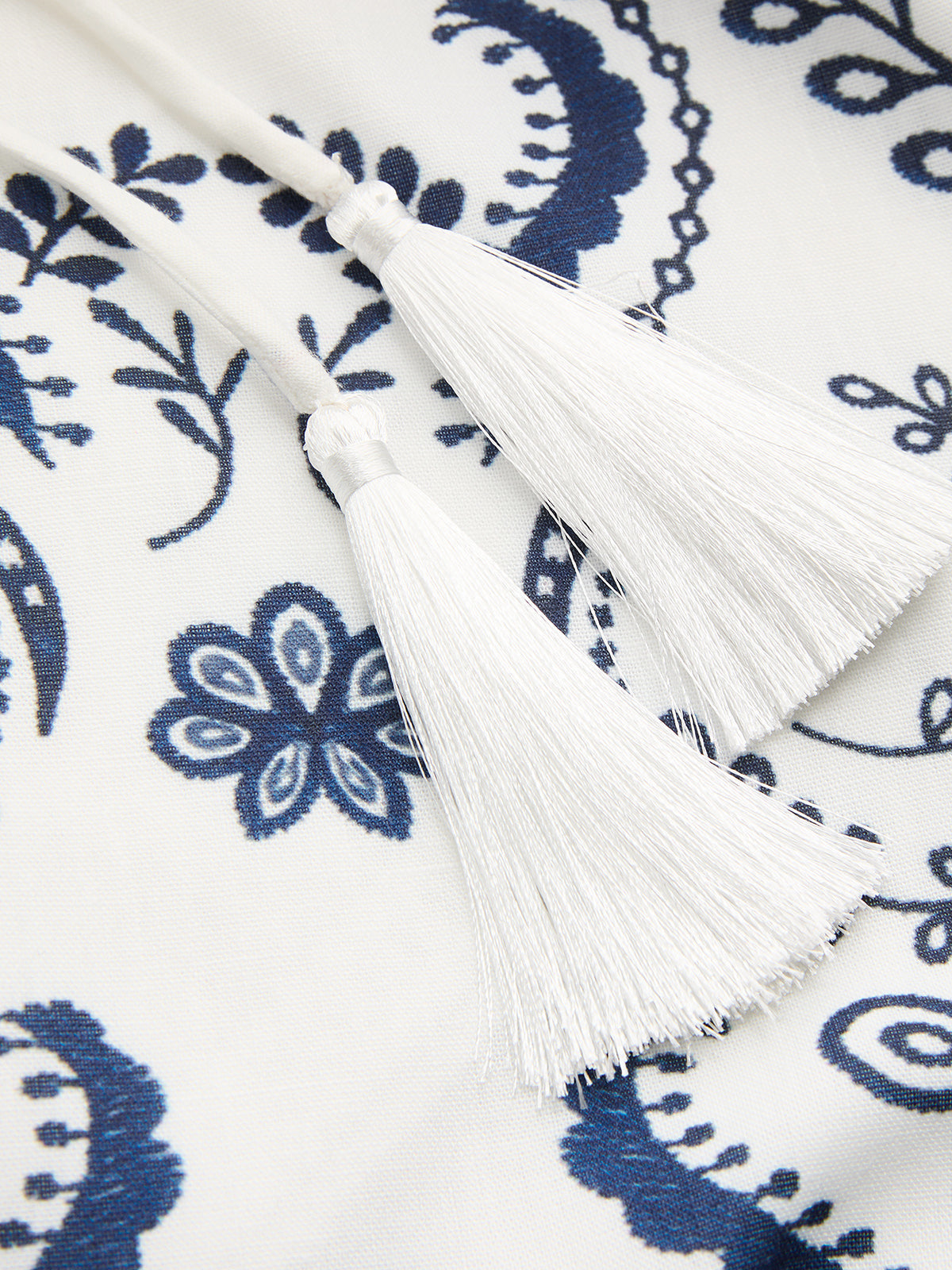 Embroidered Mini Dress with Tassel Tie Cami Style
