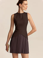 Pleated Hemline Short Dress