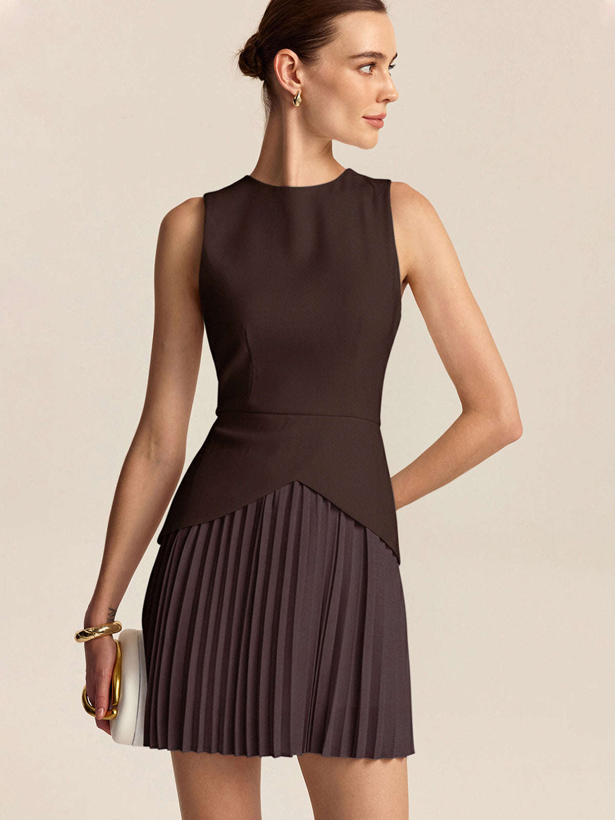 Charming Mini Dress with Pleated Hem Detail