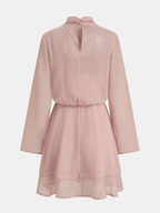 Semi-Sheer Chiffon Dress with Long Sleeves Mini Length