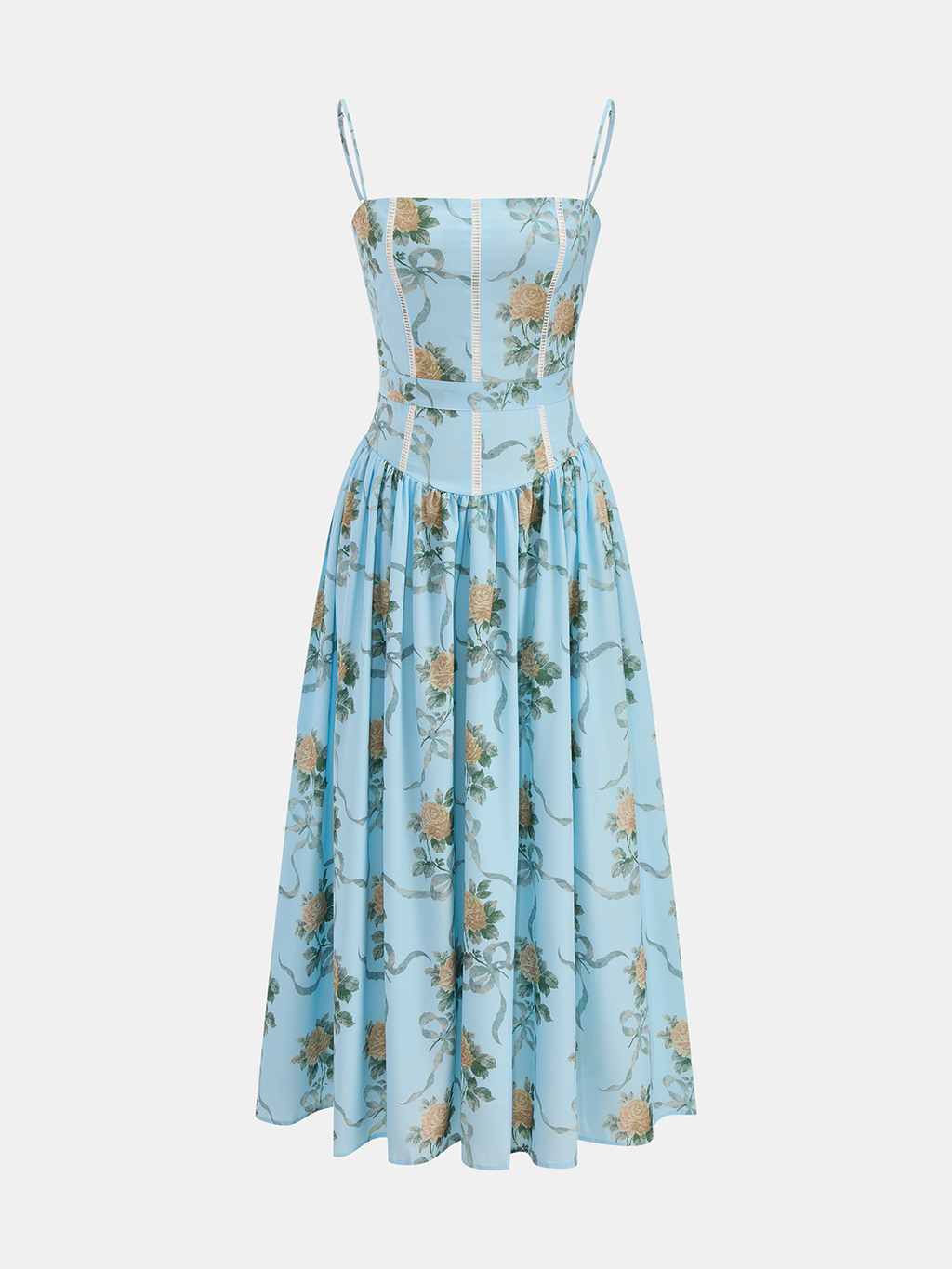 Floral Pattern Camisole-Style Mid-Length Dress