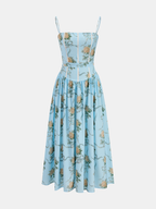 Floral Pattern Camisole-Style Mid-Length Dress