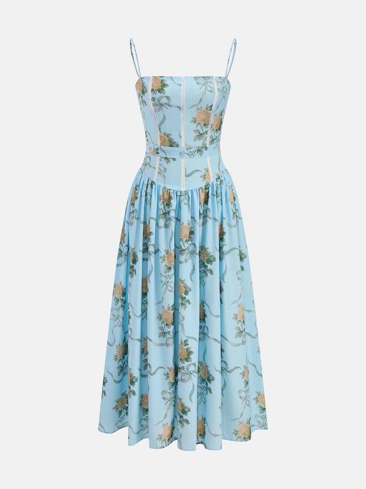 Floral Pattern Camisole-Style Mid-Length Dress