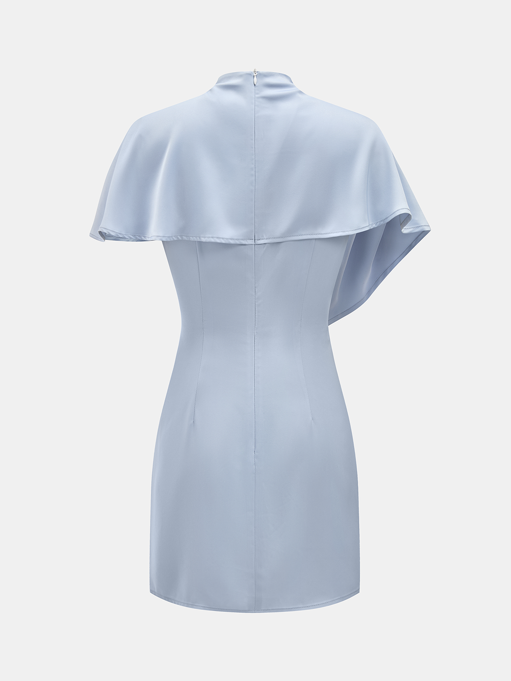 High Neck Satin Dress with Cape Sleeves Mini