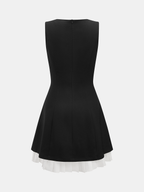 Contrast Hem Dress with Sleeveless Rhinestone Accents