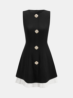 Contrast Hem Dress with Sleeveless Rhinestone Accents