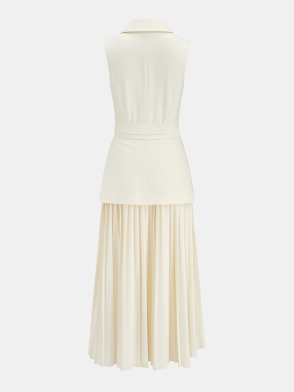 Sleeveless Blazer Dress with Belt and Pleats