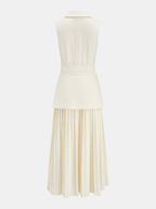 Sleeveless Blazer Dress with Belt and Pleats