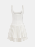 Square Neckline Dress with Pleated Detail