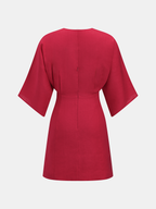 V-Neck Mini Dress with Linen Blend Embellishments