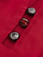 V-Neck Mini Dress with Linen Blend Embellishments