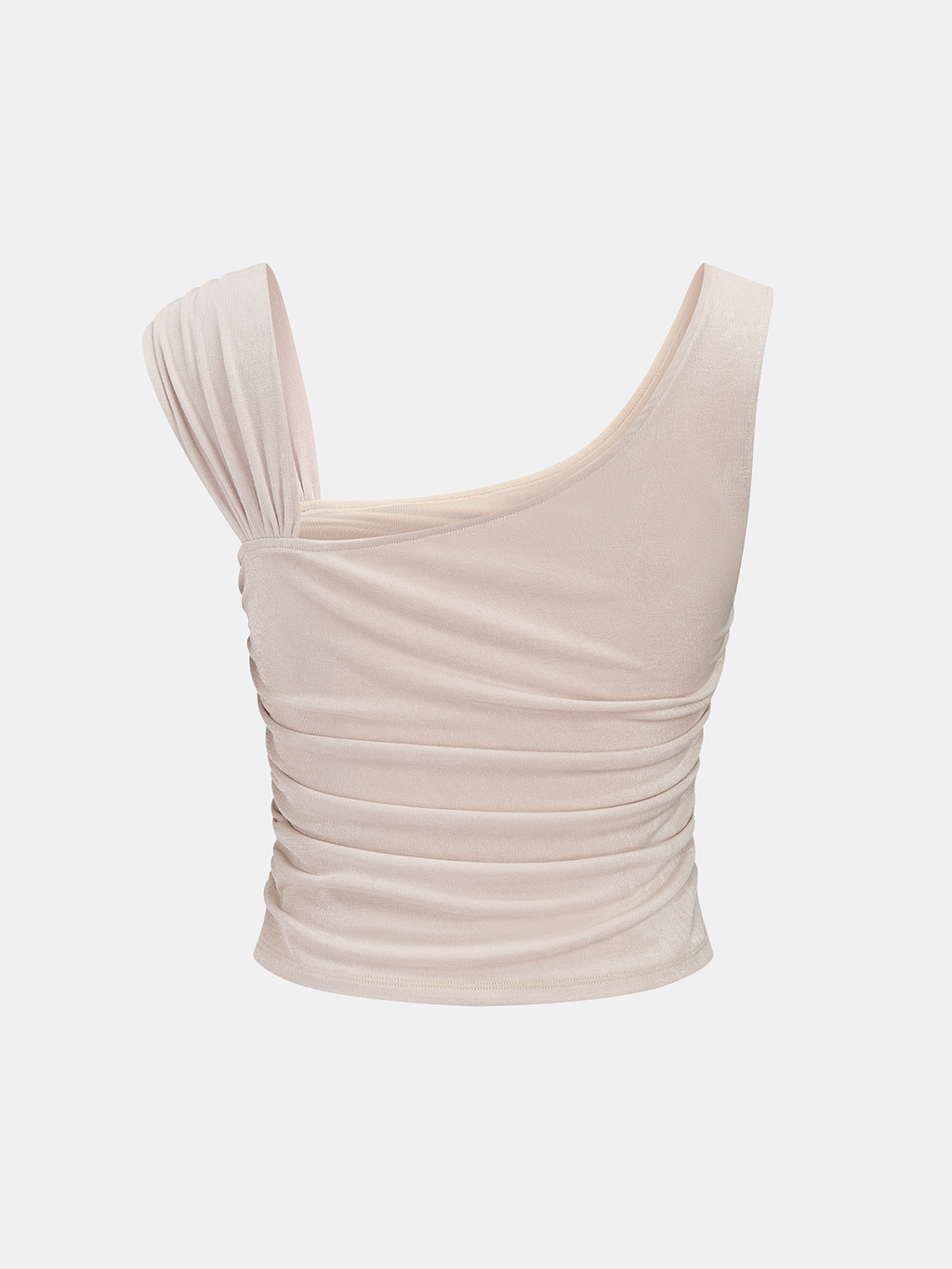 Asymmetric Neckline Tank with Elegant Side Ruching