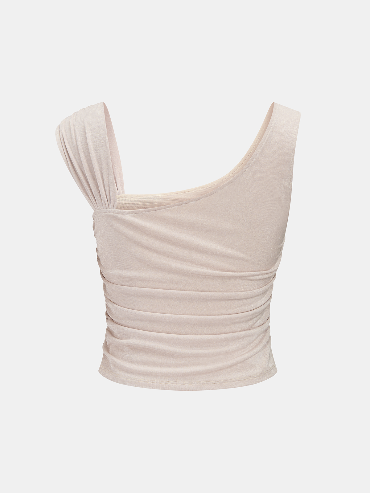 Asymmetric Neckline Tank with Elegant Side Ruching