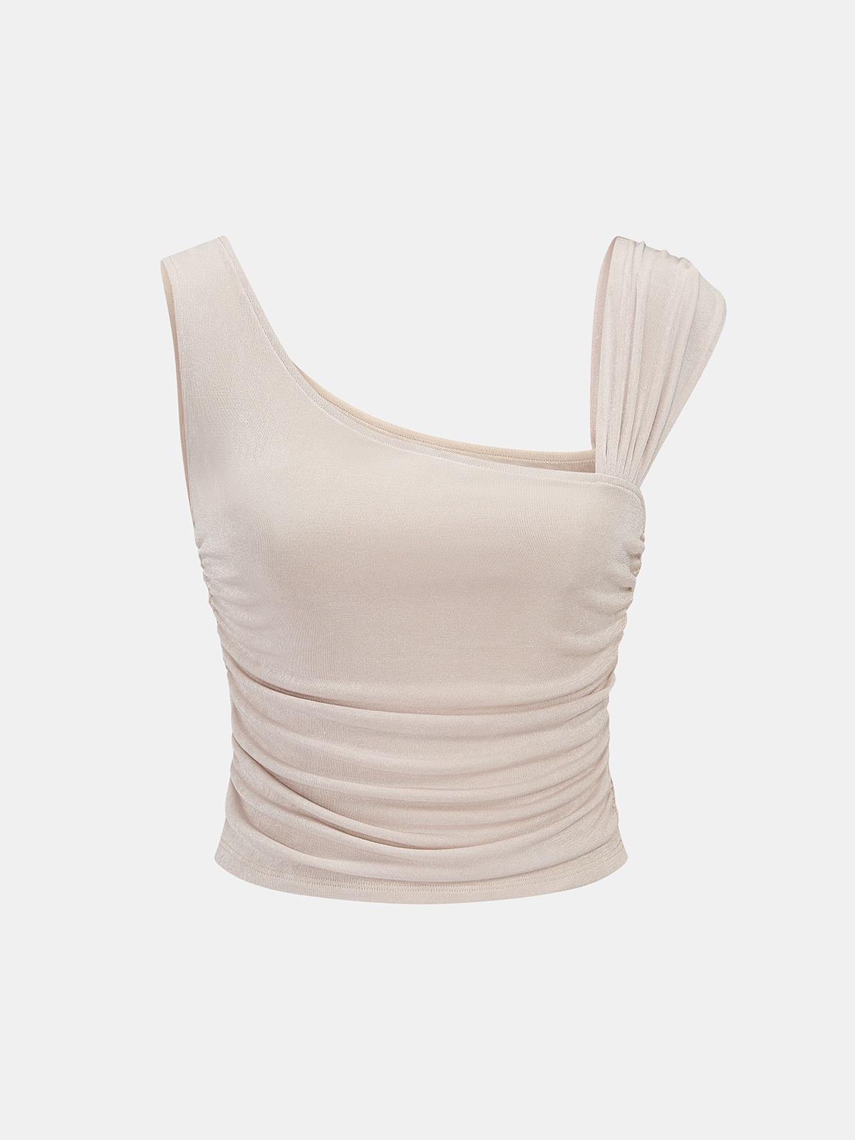 Asymmetric Neckline Tank with Elegant Side Ruching