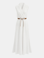 Tie-Waist Sleeveless Maxi Wrap Dress