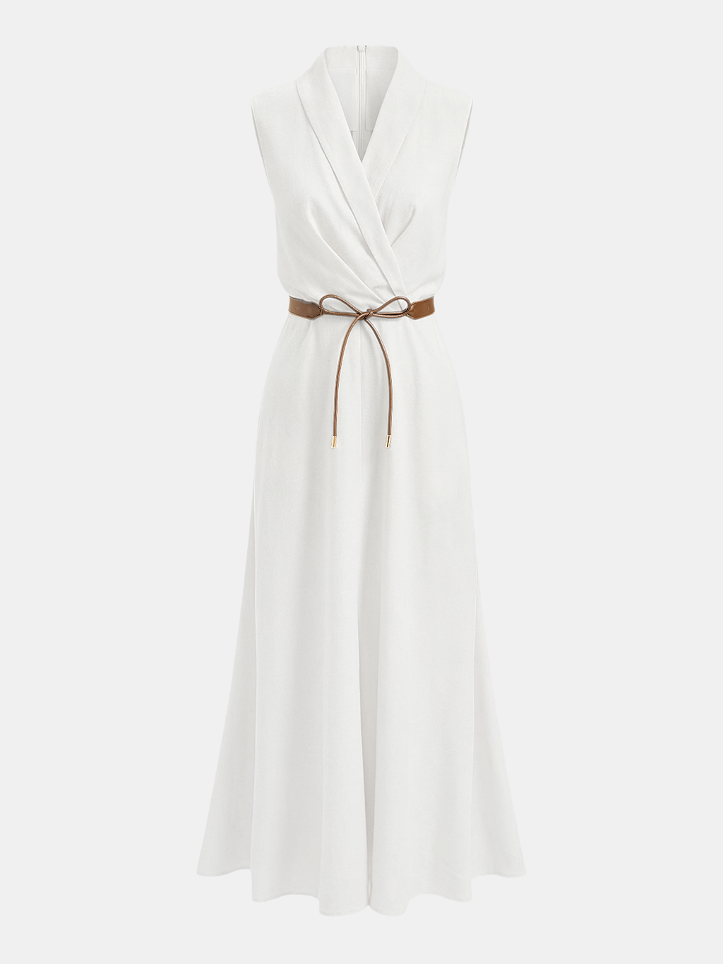 Sleeveless Belted Wrap-Style Maxi Dress