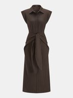 Striped Sleeveless Dress with Tie Waist Detail