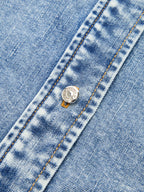 Sleeveless Denim Blouse with Tie Neck Detail