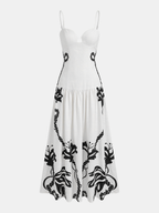 Patterned Camisole-Style Long Dress