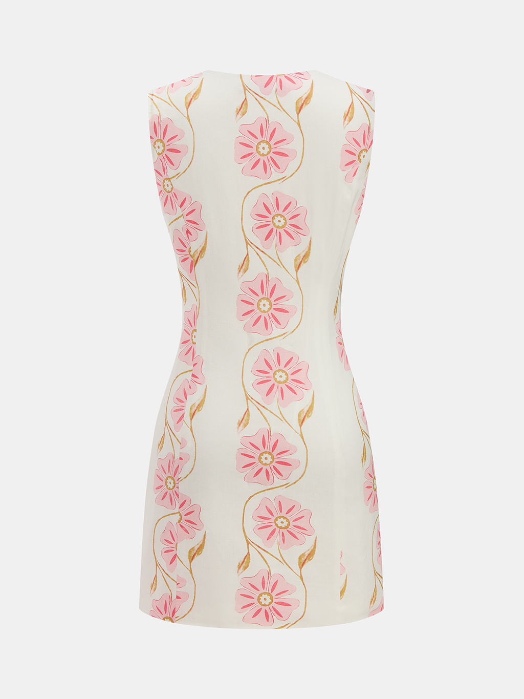 Cotton Linen Floral Sleeveless Summer Mini Dress