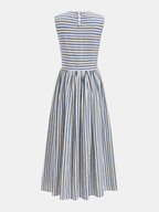 Cotton Striped Smocked Sleeveless Maxi Dress