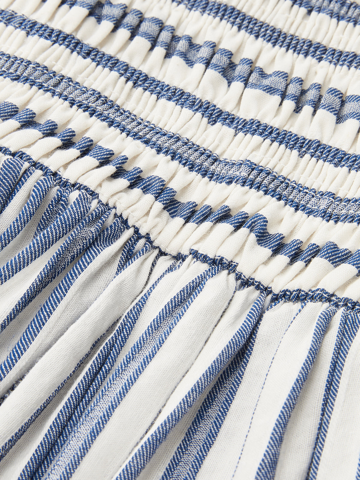 Striped Sleeveless Cotton Maxi Dress with Smocked Detail