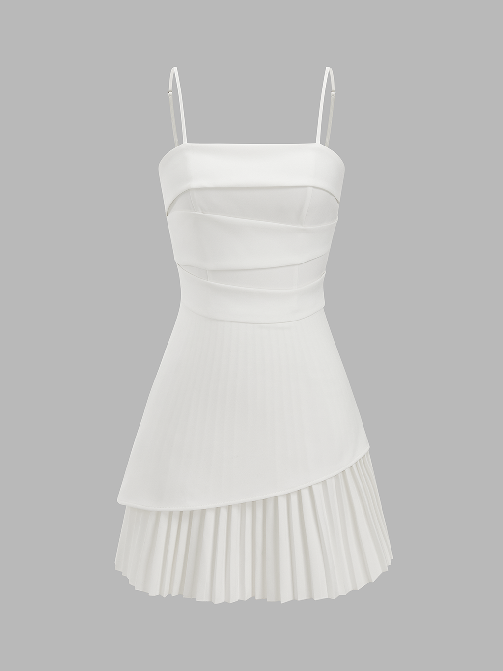 Asymmetrical Pleated Hem Cami Mini Dress