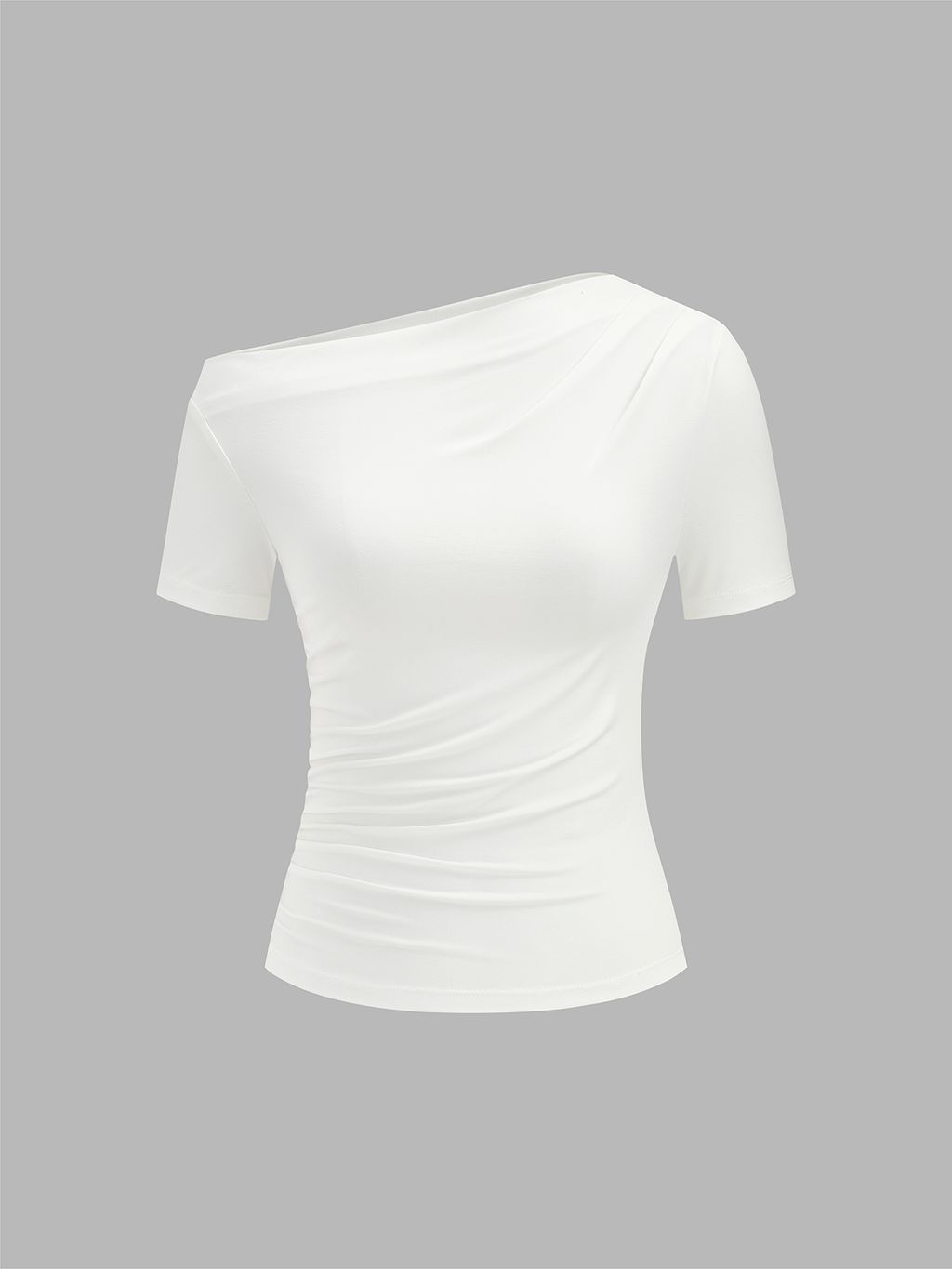Off Shoulder Ruched Top with Slim Short Sleeves