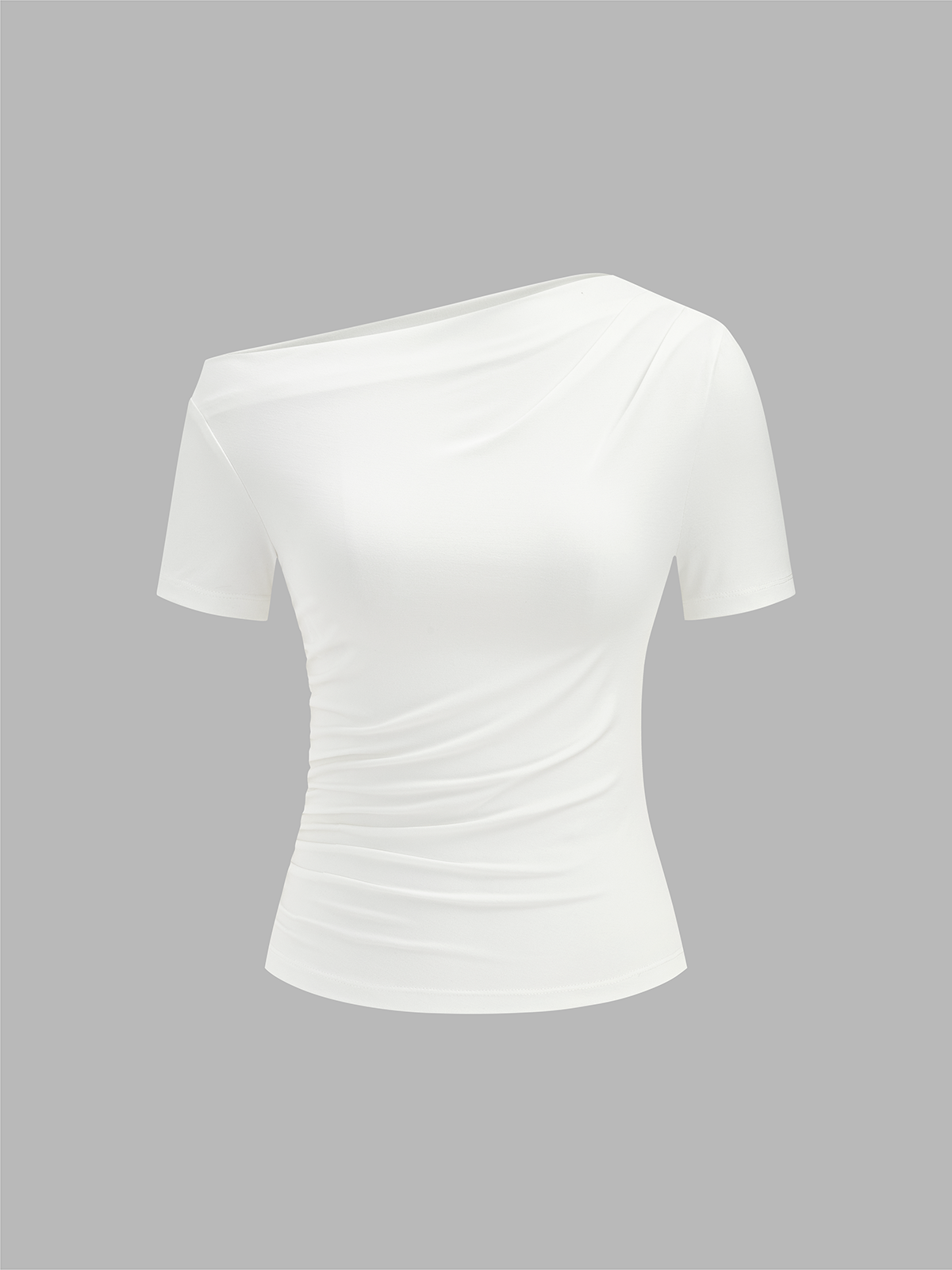 Off Shoulder Ruched Top with Slim Short Sleeves