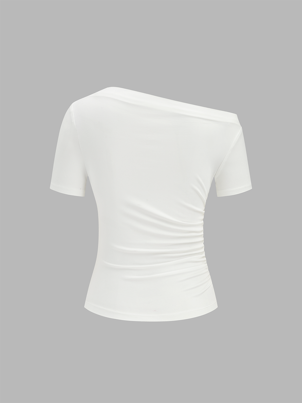 Off Shoulder Ruched Top with Slim Short Sleeves