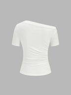 Off Shoulder Ruched Top with Slim Short Sleeves