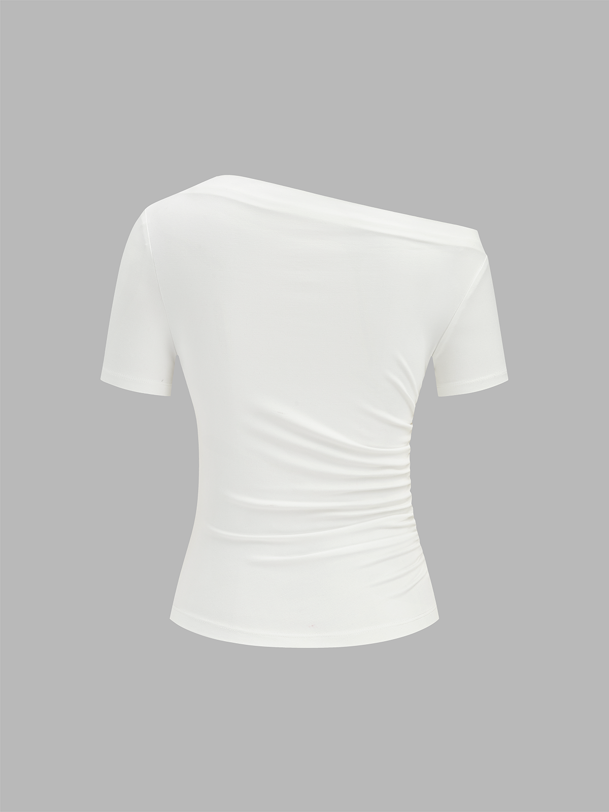 Off Shoulder Ruched Top with Slim Short Sleeves