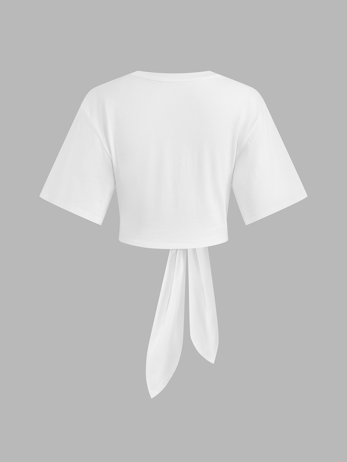 Cotton Crop Top with Knotted Short Sleeves