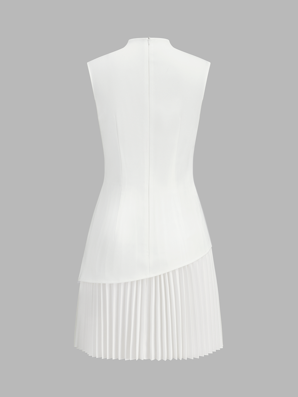 Asymmetrical Pleated Mini Dress with Sleeveless Design