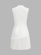 Sleeveless Pleated Asymmetrical Hem Mini Dress
