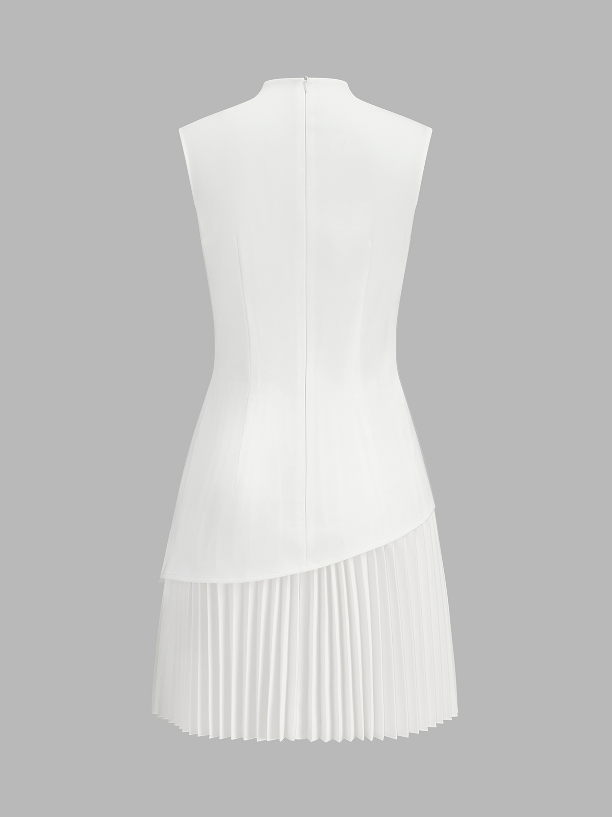 Sleeveless Mini Dress with Asymmetrical Pleated Design