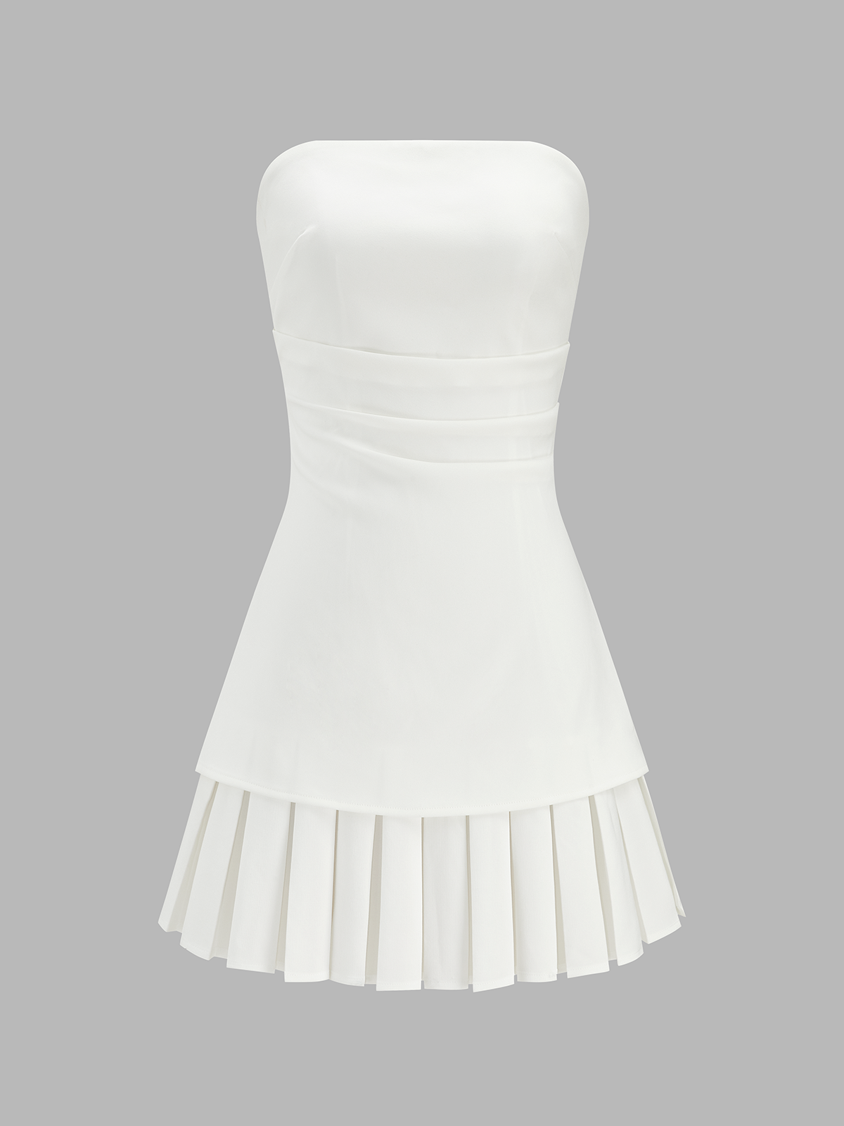 Secure Fit Strapless Pleated Mini Dress