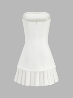 Strapless Pleated Mini Dress with Anti-Slip Design