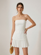 Strapless Pleated Mini Dress with Anti-Slip Design