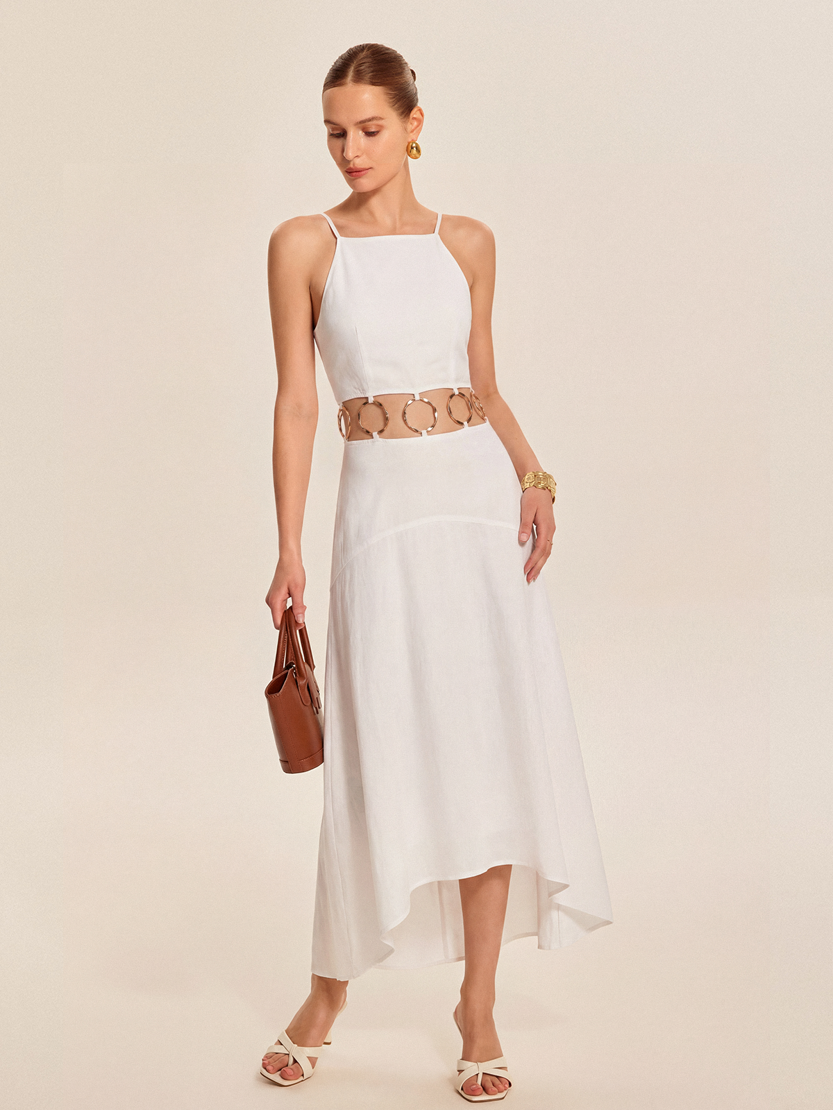 Ring Detail Cami Maxi Dress with Cut-Outs