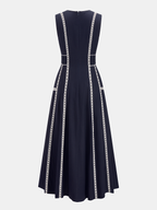 Lace-Trim Contrast Sleeveless Midi Dress