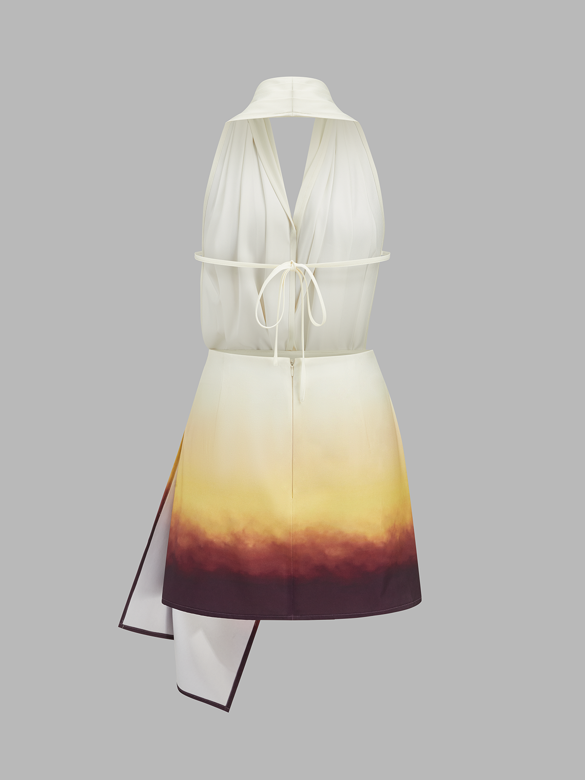 Asymmetric Gradient Halter Neckline Mini Dress