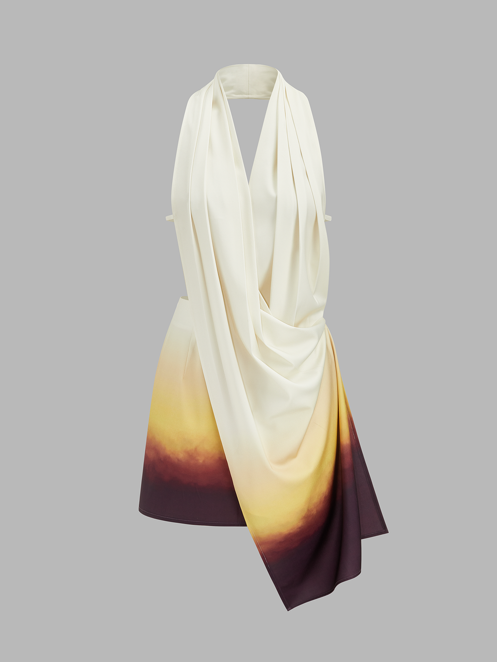 Asymmetric Gradient Halter Neckline Mini Dress