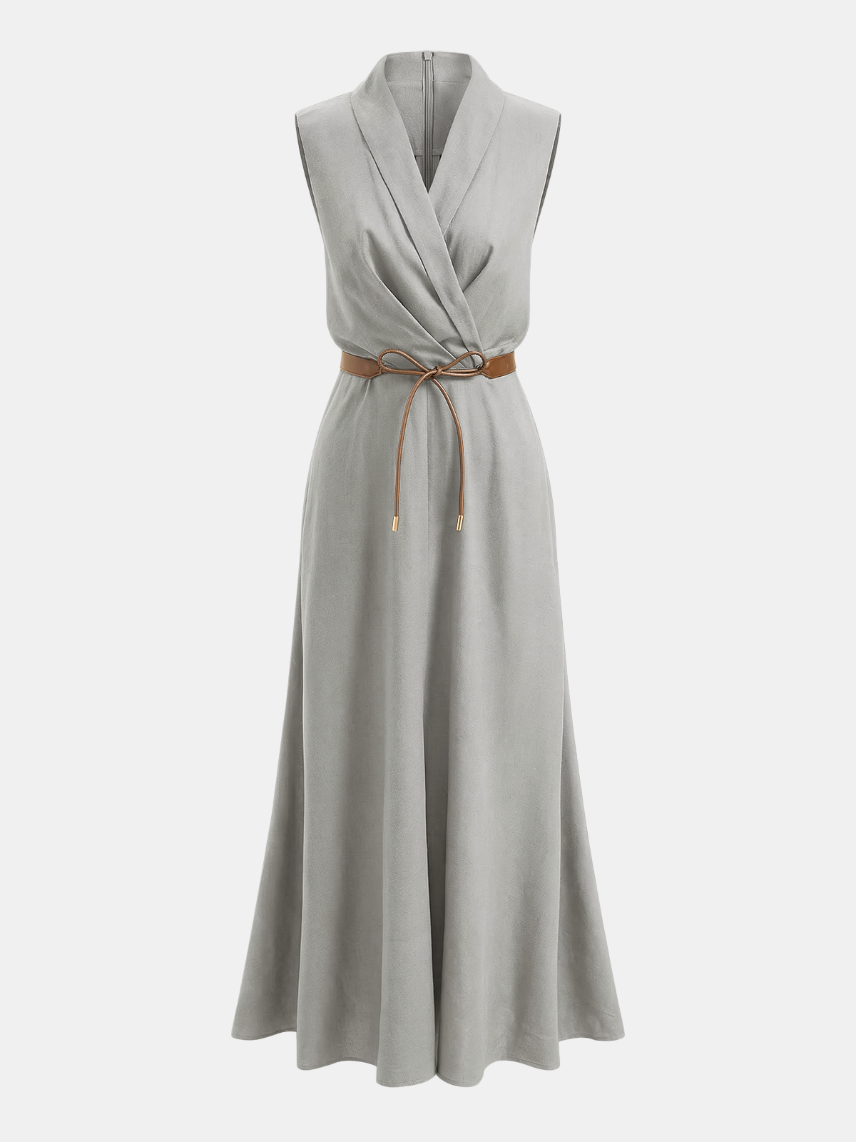 Tie-Waist Sleeveless Maxi Wrap Dress