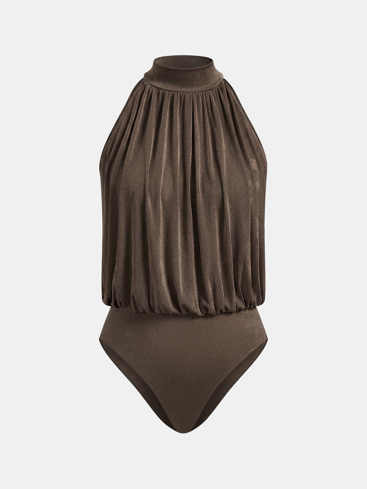Sleeveless Mock Neck Bodysuit with Ruched Detailing