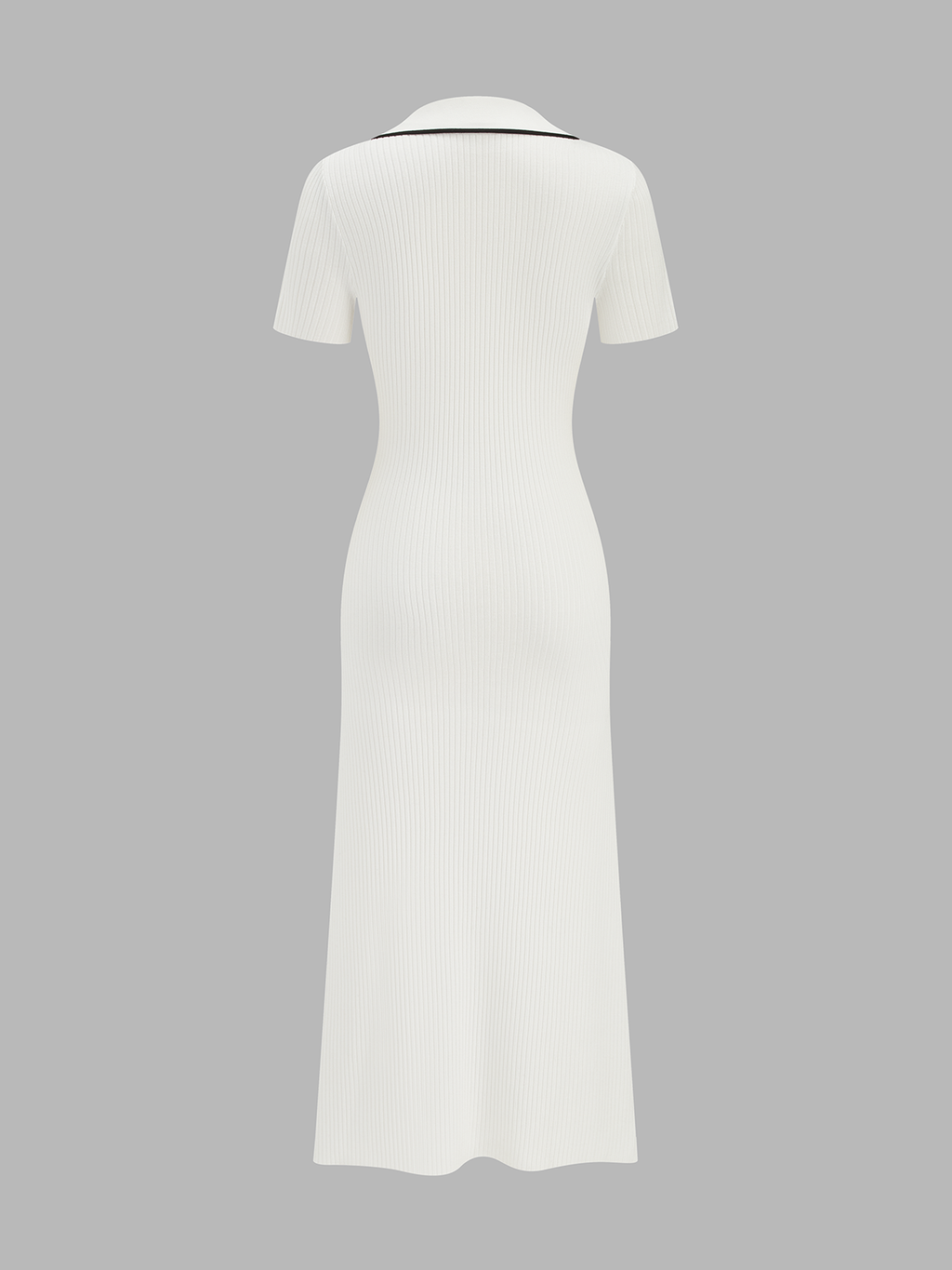 Contrast Trim Buttoned Knit Maxi Dress