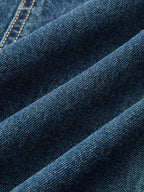 Stylish V-Neck Denim Dress without Sleeves