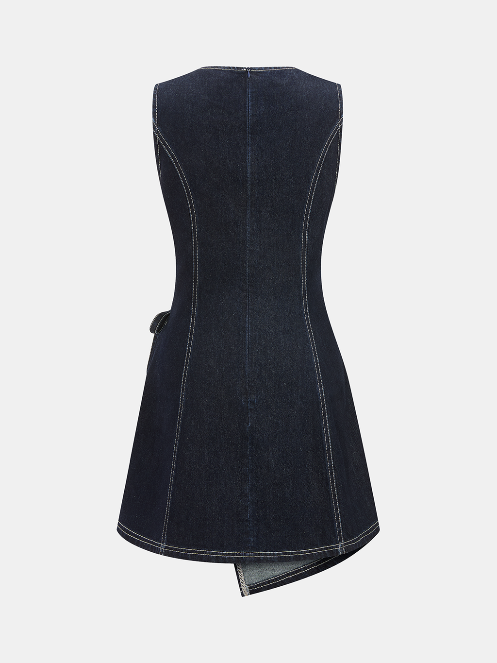 Denim Wrap Mini Dress with Sleeveless Design