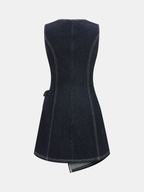 Denim Wrap Mini Dress with Sleeveless Design